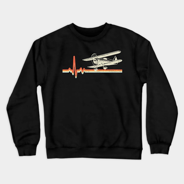 Pilot Funny Aviation Lover Quotes Airplane Heartbeat Crewneck Sweatshirt by Visual Vibes